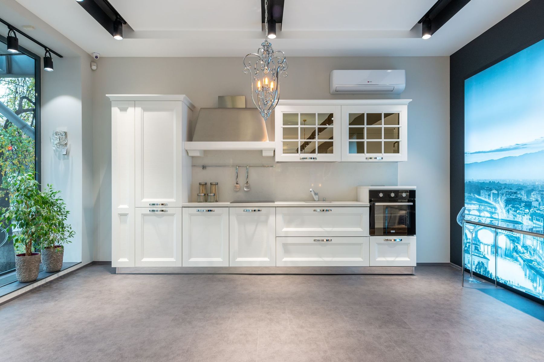 Bright white custom kitchen with a large island
